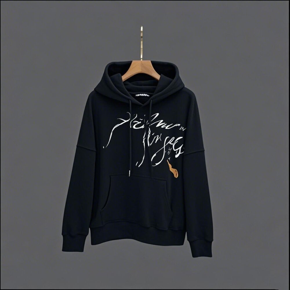 NWT Palm Angels Scribble Letters Printed Hoodie Black